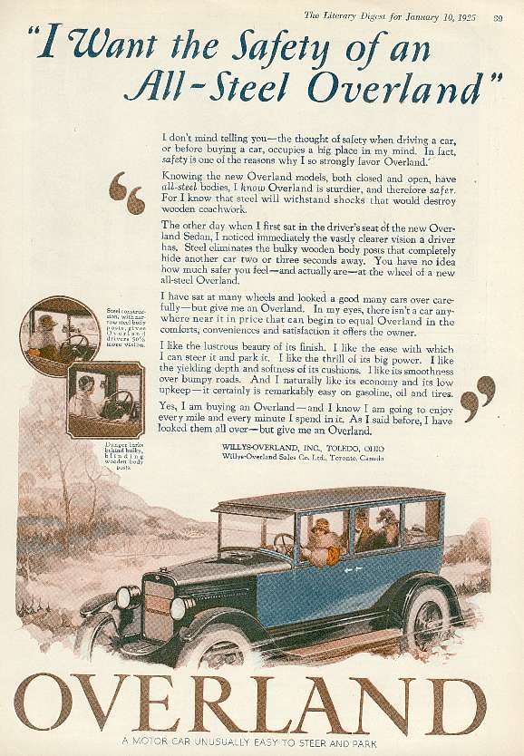 1925 Overland Auto Advertising